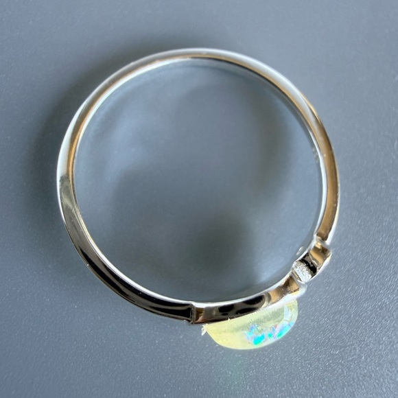 Sterling Silver Opal Teardrop Ring with Sparkling Accent - Picture 11 of 13